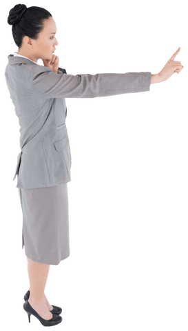focused asian businesswoman pointing with index finger on transparent background - Download Free Stock Videos Pikwizard.com