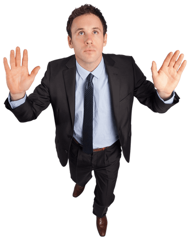 Confident Businessman Raising Arms On Transparent Background - Download Free Stock Videos Pikwizard.com