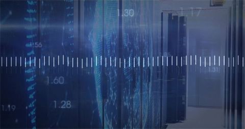Servers with Digital Overlay in Futuristic Data Center Corridor