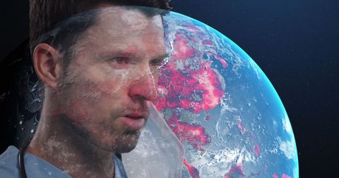 Doctor Contemplating Global Impact During Pandemic