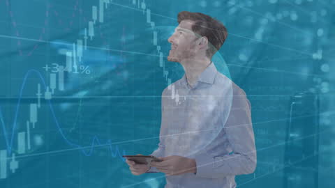 Businessman Analyzing Global Financial Data Visualizations