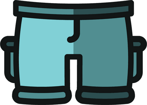 Digital illustration of blue short trousers on transparent background