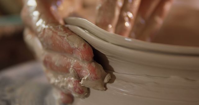 Close-Up of Potter's Hands Sculpting Clay Pot - Download Free Stock Images Pikwizard.com