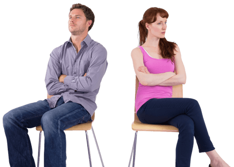 couple sitting back to back ignoring each other transparent background - Download Free Stock Videos Pikwizard.com