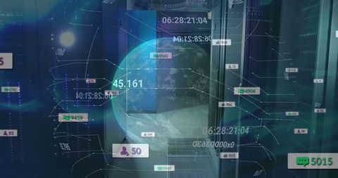 social media icons and data processing over computer servers - Download Free Stock Images Pikwizard.com