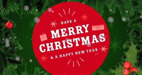 Digital Christmas Greeting with Snow and Festive Decorations