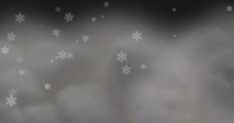 Falling Snowflakes on Soft Grey Clouds Background