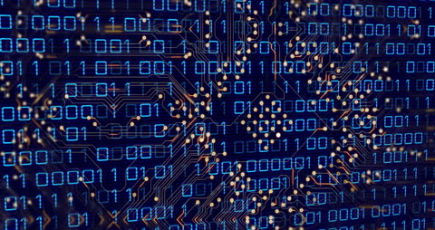 Digital Circuit and Binary Code Interface Abstract Background