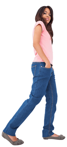 Confident Woman in Casual Attire with Transparent Background