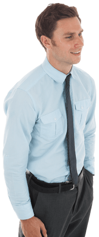 Happy Businessman Standing with Hands in Pockets on Transparent Background