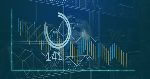 Dynamic Holographic Digital Interface with Charts and Data Visualization