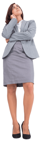 Transparent confident businesswoman pondering in formal attire