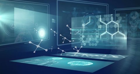 Futuristic Molecular Network Over Digital Interfaces - Download Free Stock Images Pikwizard.com