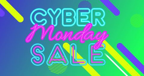 Cyber Monday Sale Neon Design with Vibrant Background - Download Free Stock Images Pikwizard.com