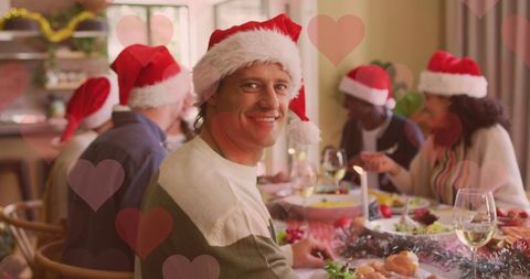 Diverse Friends Celebrating Christmas with Cheerful Gathering