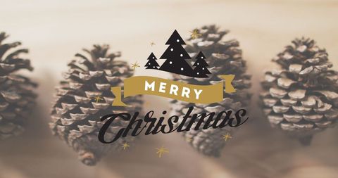 Merry Christmas Festive Greeting over Pine Cones - Download Free Stock Images Pikwizard.com