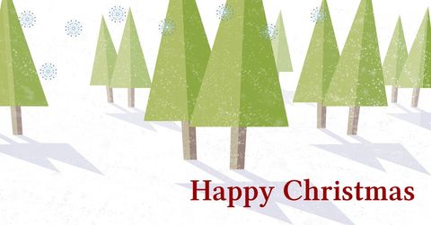 Stylized winter wonderland with christmas greeting
