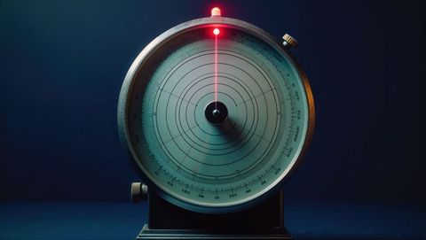 precision dial instrument with red beam on blue background, seismograph concept - Download Free Stock Images Pikwizard.com