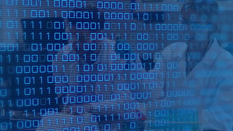 Data Processing Overlay with Scientists in Laboratory