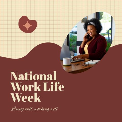 Happy woman embracing work-life balance in home office