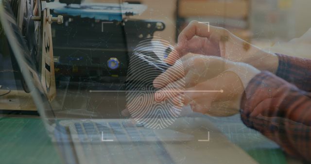 Person Using Fingerprint Scanner for Secure Access on Laptop - Download Free Stock Images Pikwizard.com