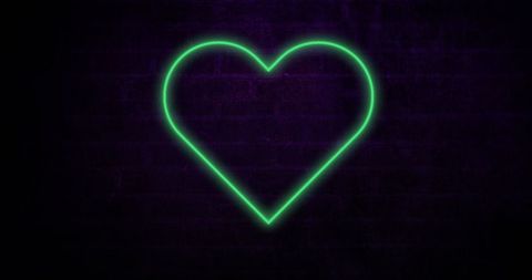 Bright Green Neon Heart Glowing Against Dark Brick Wall - Download Free Stock Images Pikwizard.com