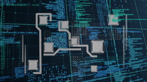 Abstract Digital Interface with Circuit Board and Code