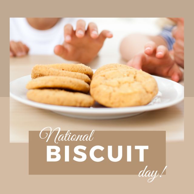 Celebrating National Biscuit Day with Enthusiastic Siblings Reaching for Biscuits - Download Free Stock Templates Pikwizard.com