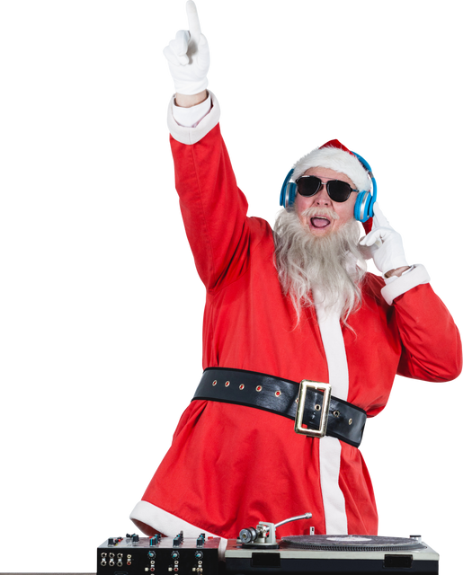 Transparent DJ Santa Claus Raising Hand While Mixing Music - Download Free Stock Videos Pikwizard.com