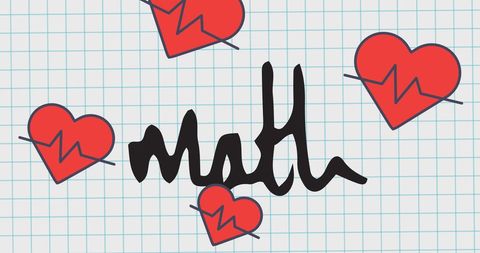 Math Text with Hearts in Graph Notebook Pattern - Download Free Stock Images Pikwizard.com