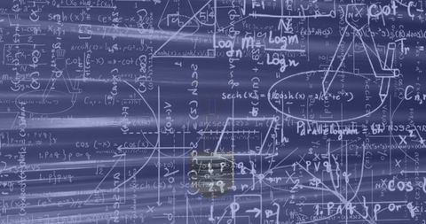Innovative mathematics concept with digital equations and ideas