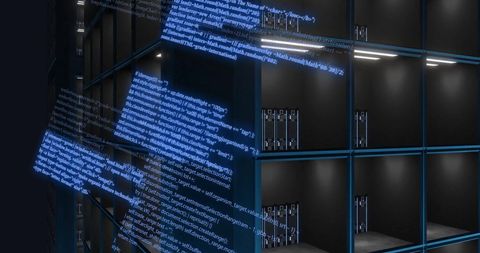Dynamic Code Overlay on Servers in Dim Data Center - Download Free Stock Images Pikwizard.com