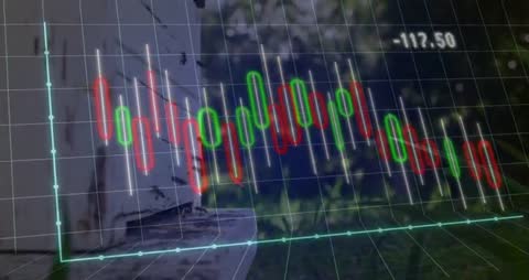 Dynamic Financial Chart with Outdoor Garden Background