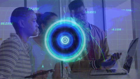 Digital Technology Concept with Diverse Business Team and Data Visualization