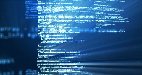 Digital Code Stream on Blue Network Background - Download Free Stock Images Pikwizard.com