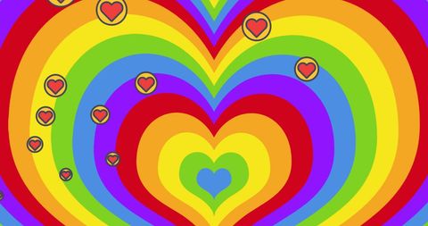 Vibrant Rainbow Heart Illustration with Falling Hearts - Download Free Stock Images Pikwizard.com
