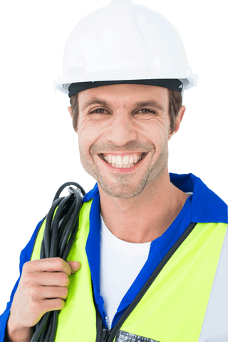 happy electrician holding wire transparent background - Download Free Stock Videos Pikwizard.com