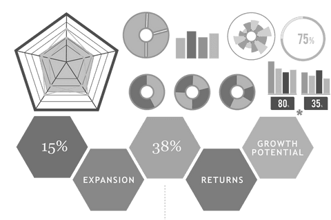 transparent analytical infographic with charts and hexagons - Download Free Stock Videos Pikwizard.com