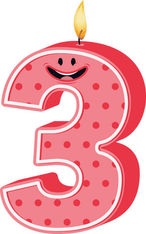 pink number 3 birthday candle with dots on transparent background - Download Free Stock Videos Pikwizard.com