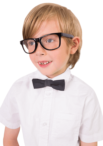 happy caucasian boy wearing glasses and bow tie on transparent background - Download Free Stock Videos Pikwizard.com