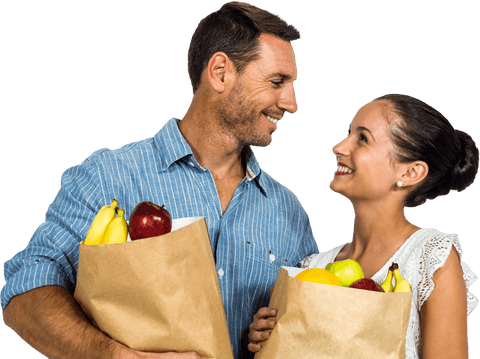 joyful couple holding grocery bags, transparent background - Download Free Stock Videos Pikwizard.com