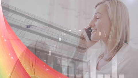 Businesswoman Analyzing Stocks Over Smartphone Call