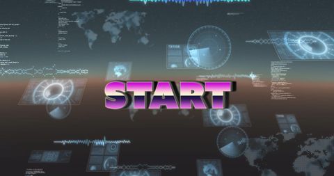 Futuristic Digital Start Prompt with Data Interfaces - Download Free Stock Images Pikwizard.com