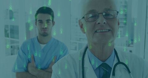 Doctors in Modern Healthcare Environment with Digital Overlay