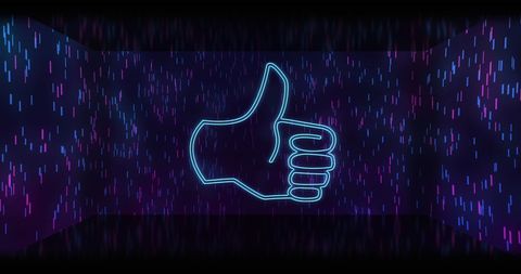 Digital Thumbs Up Icon with Futuristic Background