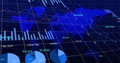 Global Financial Data Visualization with Charts on Digital Map - Download Free Stock Images Pikwizard.com