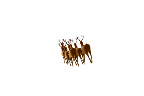 Running reindeer herd on transparent background for christmas design