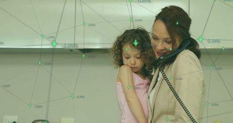 Working Mother Balancing Career and Childcare with Digital Connectivity