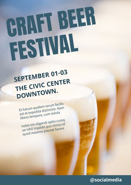 Craft Beer Festival Advertisement with Rows of Beer Glasses - Download Free Stock Templates Pikwizard.com