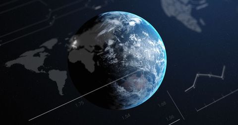 Digital Interface and Data Metrics over Rotating Earth in Space - Download Free Stock Images Pikwizard.com